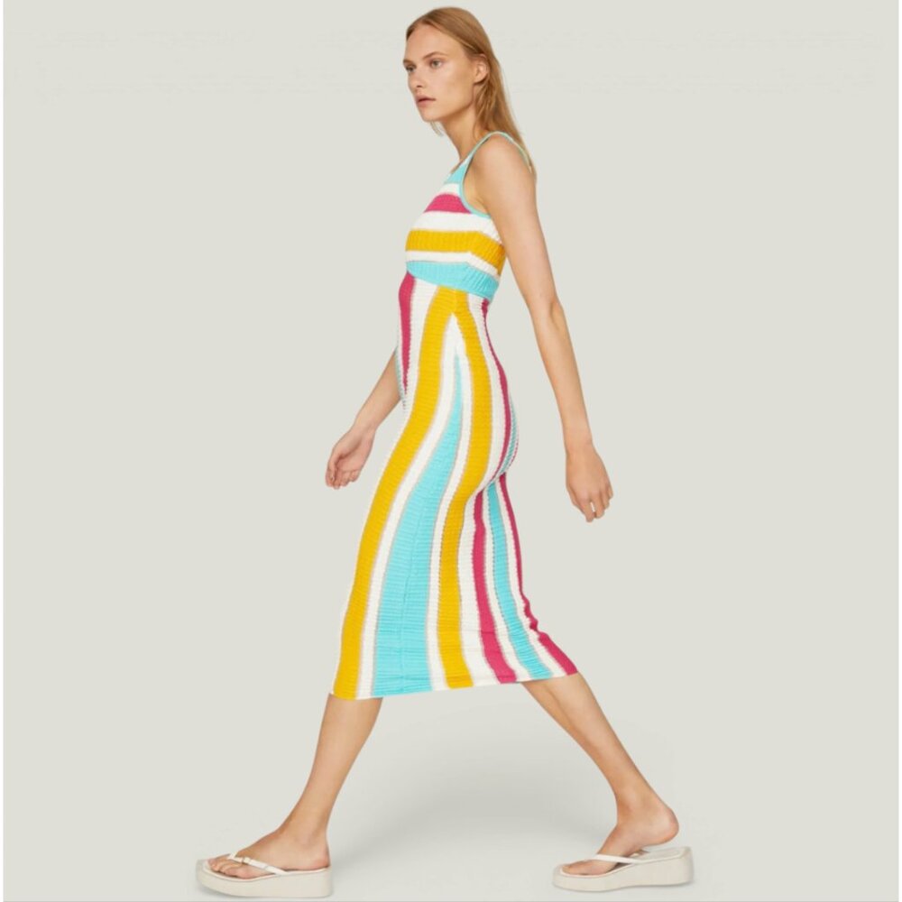 Solid & Striped Aubrey Striped Midi Dress in Rainbow Striped